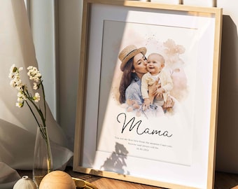 Custom Mum and Bub Portrait Print, Mother's Day Gift