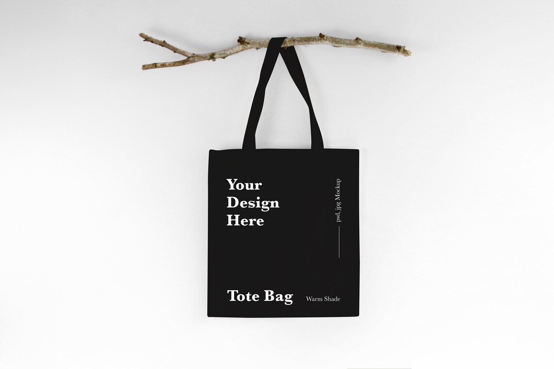 Download Black Canvas Tote Bag Mockup Christmas Shopping Bag Mockup ...