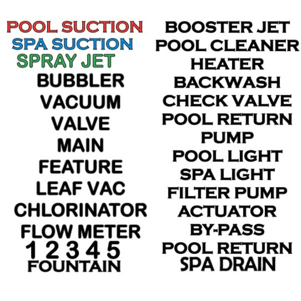 Pool Equipment Labels Printable