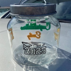 Graduation Gifts, Grad Gifts, Decal Gifts, Cookie Jar, Congratulations Gifts