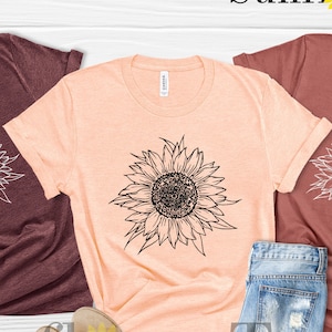 Sunflower Shirt, Sunflower Shirt For Women, Flower Shirt, Garden Shirt, Fall Girls Shirt, Sunflower Toddler Shirt, Sunflower, Gift for Her