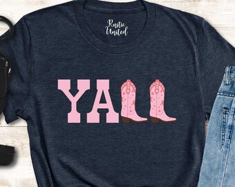 Y'ALL Texas Shirt,Womens Western Wear,Yeehaw Shirt,Women Trendy Western Country Concert Tee,Cowgirl Boots,Southern Women,Country Graphic Tee