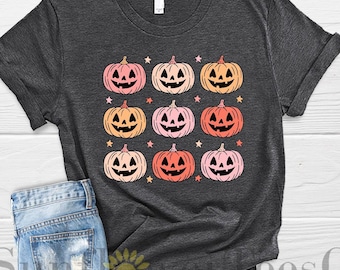 Cute Pumpkin Faces Shirt, Halloween Party Tee, Fall Season Shirt, Spooky Face Shirt,Halloween Vibes Tee,Kids Halloween,Women's Halloween Tee