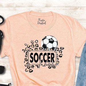 Leopard Soccer Mom Shirt, Soccer Lover Gifts for Women, Football T-shirt, Game Day Vibes Shirt, Sports Fan T-Shirt, Cute Mom Shirt, Mom Gift