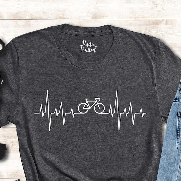 Cycling Shirt, Cycling Heartbeat T-shirt, Gift for Bike Rider, Bicycle Shirt for Women Men, Biking T-shirt, Cyclist Gift,Mountain Bike Shirt