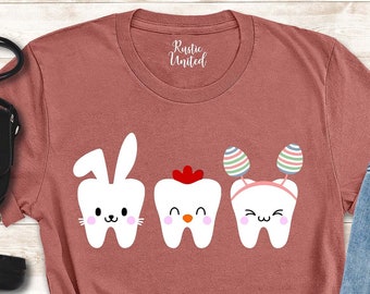 Easter Dental Shirt, Funny Teeth Bunny Easter Shirt, Easter Gift for Dentist, Dental Hygienist T-shirt, Dental Assistant Tee, Easter Shirts