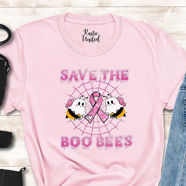 Save The Boo Bees T-Shirt, Halloween Pink Ribbon Shirt, Breast Cancer Awareness Shirt, Breast Cancer Gift, Breast Cancer October Shirt