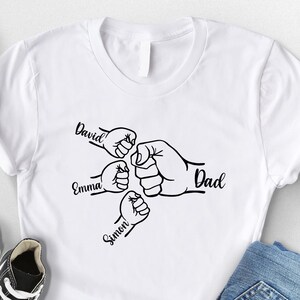 Custom Fist Bump Dad Shirt, Fathers Day Shirt With Kids Names, Personalized Dad T-shirt, Dad Bday Gift, New Dad Gift Tee, Custom Grandpa Tee