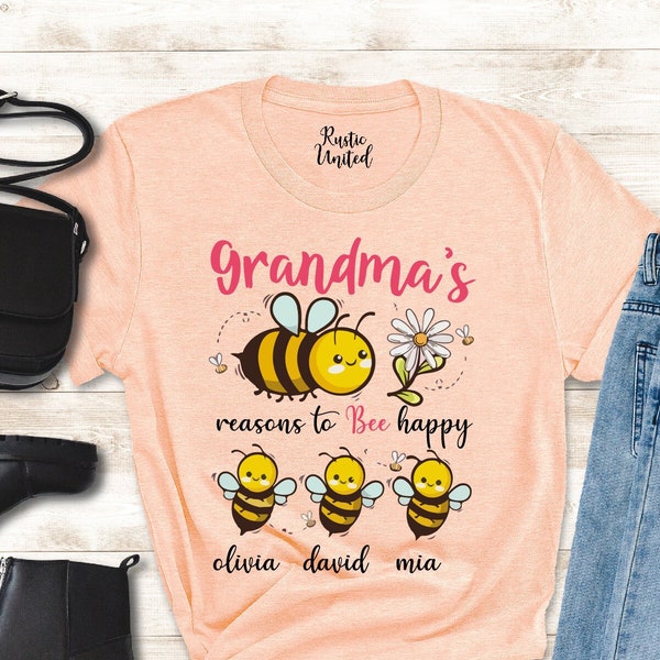 Custom Grandma Shirt, Personalized Grandma Grandchildren Gift Shirt, Mothers Day Gift, Grandmas Shirt With Grandkids Name, Bee Family Shirt