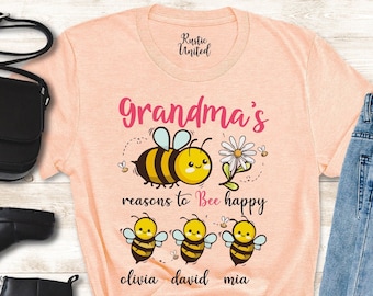 Custom Grandma Shirt, Personalized Grandma Grandchildren Gift Shirt, Mothers Day Gift, Grandmas Shirt With Grandkids Name, Bee Family Shirt