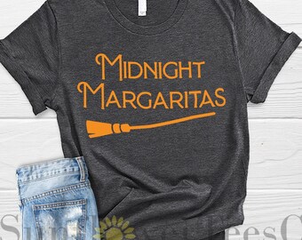 Midnight Margaritas Shirt, Witch Broom Halloween Shirt, Basic Witch Shirt, Spooky Season Shirt,Funny Witchy Vibes Tee, Magic Halloween Shirt