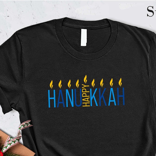 Happy Hanukkah, Religious Shirt for Jewish, Family Matching Shirt, Cute Hanukkah Shirt, Hanukkah Gift, Jewish Saying Shirt, Holiday Shirt