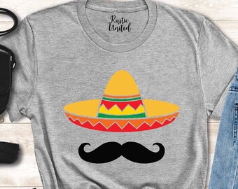Sombrero And Mustache Shirt, Cinco De Mayo Fiesta Party Gift,Cinco de Mayo Drinking Shirt,Sombrero Mexican Vacation Gifts,Bachelorette Shirt