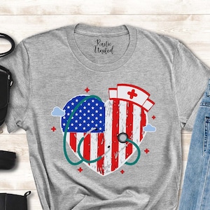 Patriotic Nurse Shirt, Nurse 4th Of July Shirt, Nurse Gift, American Nurse Shirt, Nurse Life Shirt, Memorial Day Gift Shirt, American Flag