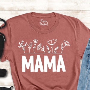Floral Mama Shirt, Mother&#39;s Day Gift, Wildflower Mom Tee, Mama Flower Shirt, Cute Mommy T-Shirt, Mom Life Shirt, Best Mom Shirt, Bonus Mom