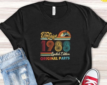 Vintage 1988 Birthday Shirt, Retro 38th Birthday Gift for Men Women, 1988 Tshirt