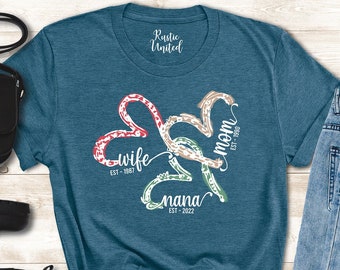 Custom Grandma Shirt, Personalized Nana Shirt Gift, Mother's Day Shirt, Custom Name Year Shirt,Custom Shirt For Mom Grandma,Kids Names Shirt