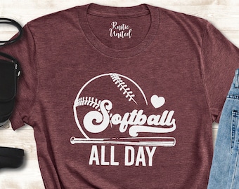 Softball All Day Shirt, Baseball Game Day Shirt, Softball Mom Shirt, Baseball Mama Shirt, Sports Shirt, Game Day Vibes, Softball Lover Shirt