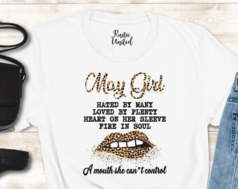 Leopard May Girl Birthday Shirt, Custom Month Birthday Shirt, May Birthday Shirt  Women Girl, May Girl Birthday Shirt, Birthday Month Shirt