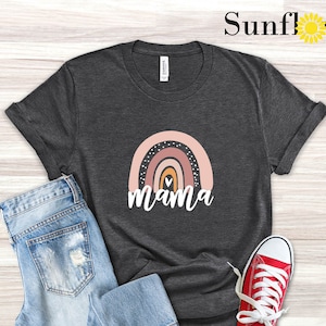 Mama Rainbow Shirt, Mother Day Gift, Rainbow Mommy Shirt, Mother Day Gift for Grandma, Mother Day Gift from Son, Blessed Mama Shirt, Rainbow