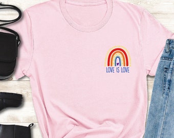 Love is Love Shirt, LGBTQ, Rainbow Heart Shirt, Pride Heart Shirt, Cute Rainbow Tees, Gift For Gay Homosexual Lesbian Transgender, Love Wins