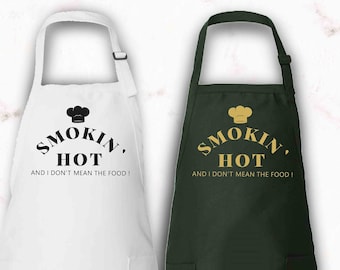 Funny Aprons for Men, Gift for Dad, Apron for Barbeque, Grill Apron for Husband, BBQ Apron with Pockets, Funny Grilling Apron for Dad Men