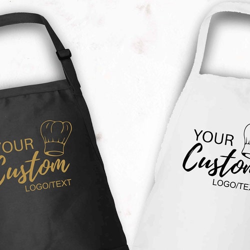 Personalized Logo Apron With Pockets Custom Text Logo Apron Etsy