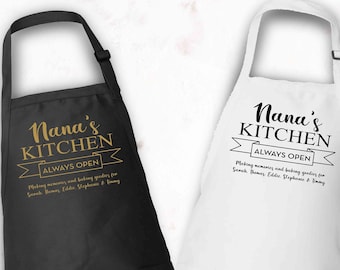 Personalized Nana's Kitchen Apron, Custom Kitchen Apron for Grandma, Mother's Day Gift, Grandmas Kitchen Apron, Personalized Grandkids Names