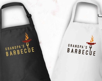 Grandpa Apron, Barbecue Gift for Grandpa, Grilling Apron for Grandpa, Gift for Grandfather, BBQ Apron for Men,Men's Grill Apron with Pockets