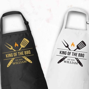 Custom BBQ Apron for Men, Gift for Father Dad, Personalized Apron for Men, Grilling Apron For Dad Men, Apron With Pockets, Husband Gift