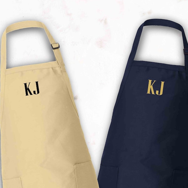 Custom Monogram Apron, Personalized Initial Apron for Women and Men,Mom Dad Birthday Gift,Kitchen Apron With Pockets,Cooking Apron,Chef Gift