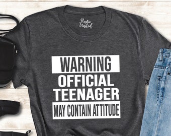 Funny Sarcastic Teenager Shirt Boy Girl, Warning Official Teenager Shirt, Birthday Girl Boy Shirt, 13th Birthday Shirts, Gift for Teenager