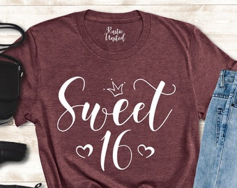 Sweet 16 Birthday Girl Shirt, 16th Birthday Party Gift for Girl, Sixteenth Birthday Shirt, Sweet Sixteen Birthday Shirt, Sweet 16th Shirt