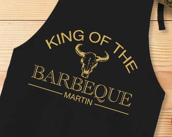 King Of The BBQ Apron, Personalized bbq Apron for Men, Custom BBQ Gifts For Men, BBQ Apron, Fathers Day Gift, Birthday Gift for Dad Husband