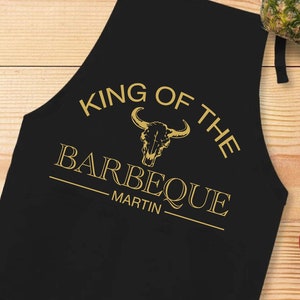 King Of The BBQ Apron, Personalized bbq Apron for Men, Custom BBQ Gifts For Men, BBQ Apron, Fathers Day Gift, Birthday Gift for Dad Husband