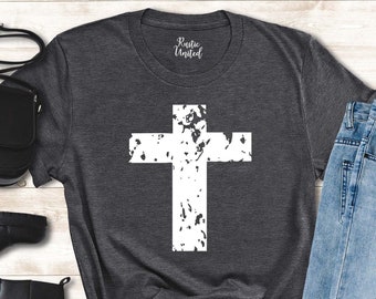 Distressed Cross Shirt, Jesus Lover Tee, Religious Gift Shirt Women Men, Christian Cross Shirt, Shirt for Church, Faith Shirt, Grace Shirt