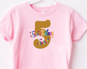 Girls 5th Birthday Girl Shirt, 5th Birthday Shirt Girl, Custom Birthday Girl Shirt, Fifth Birthday Shirt,5th Birthday Shirt Girl,5 Years Old