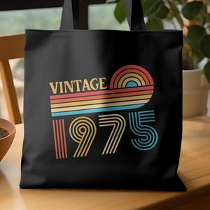 50th Birthday Bag, Birthday Celebration Bag, Vintage 1975 Birthday Gift, Gift Bag For Women,50th Birthday Idea,Birthday Party Tote,50th Bday