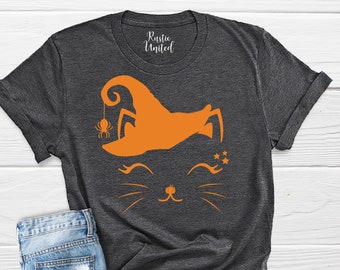 Cute Halloween Shirt,Halloween Cat Shirt,Halloween Cat Shirt Women,Halloween Cat Shirt Kid,Witch Shirt,Burning Witch Shirt,Basic Witch Shirt