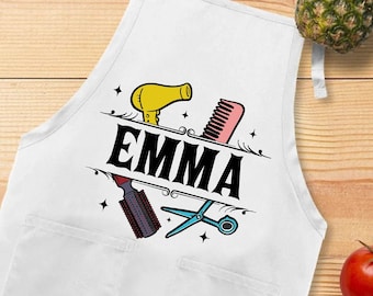 Personalized Hairstylist Apron, Hairdresser Apron, Custom Hair Stylist Apron, Beauty Salon Apron, Cosmetologist Gift Apron, Custom Apron