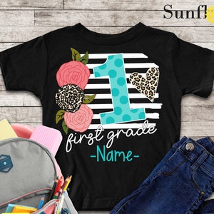 Hello 1st Grade, Custom First Grade Shirt, Little Girl Tees, Personalized Name Custom, Kids Kindergarten Shirt, back to school shirt gifts