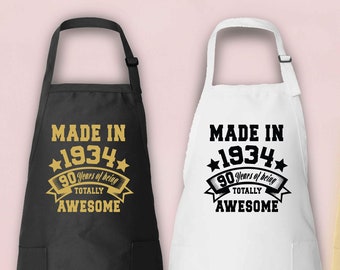 Custom Year Apron, 90th Birthday Apron, Personalized Baking Apron, Kitchen Chef Apron with Pockets, Aprons For Women Men,40th 30th 20th Gift
