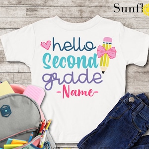 Custom Second Grade Shirt, Personalized With Name Second Grade Shirt, Back To School Shirt For Girls, First Day Of School, Second Grade Gift