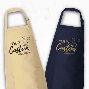 Custom Apron,Custom Apron With Logo,Personalized Logo Apron With Pockets,Custom Text Logo Apron,Custom Kitchen Apron Women and Men,Chef Gift