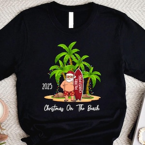 Christmas On The Beach Shirt, Tropical Christmas Shirt, 2025 Tropical Christmas Outfits,Hawaii Christmas Family Matching Shirts, Santa Shirt