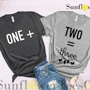 Mom Dad Shirts, One Plus Two Equals Three Shirt, Baby Shower Gifts, Maternity Shirt, Matching Shirts, Baby Announcement Shirt, Couple Shirts
