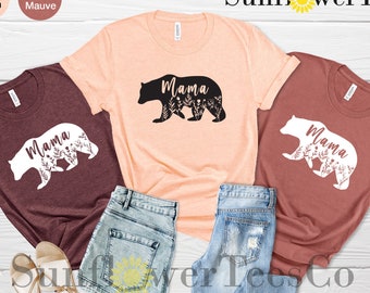 Mama Bear Shirt, Floral Mama Bear T-shirt, Mama Bear T-shirt, Mom Shirts, Mom Life Shirts, Mama Bear Shirts, Floral Mama Bear Shirt