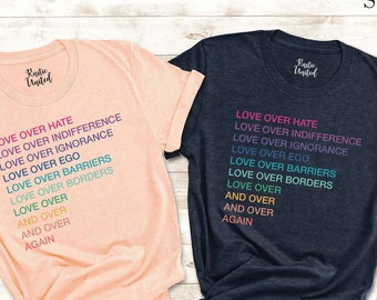 Love Over Hate Tee Shirt, Be Kind Shirt, Be Nice Outfits, LGBTI, Love Definition, Positive Saying, Racial Rights, Sign Language, Love Gift