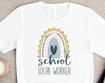 School Social Worker Shirt, Social Worker Rainbow Shirt, Social Work Month, Student Graduation Gift, Gift for Social Worker, School Shirt