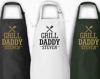 Personalized Apron for Men, Grill Daddy Apron, Father's Day Gift, Custom Mens Apron, Grill Apron for Men, BBQ Griller Apron, Chef Gift
